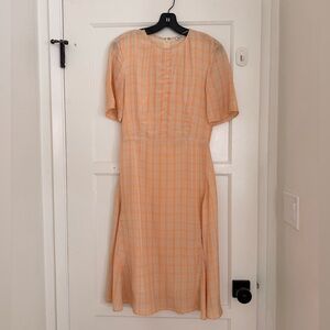 Acne Studios Peach Plaid Midi Dress